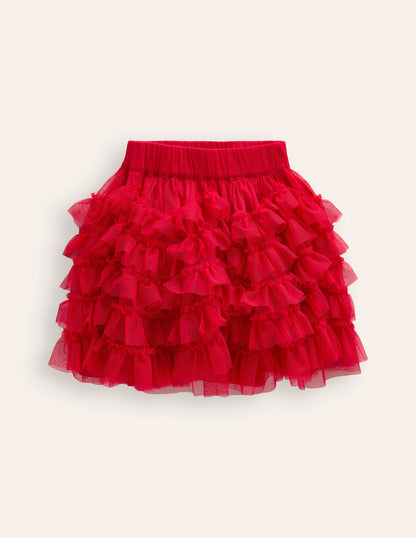 Ruffle Tulle Skirt-Poppy Red