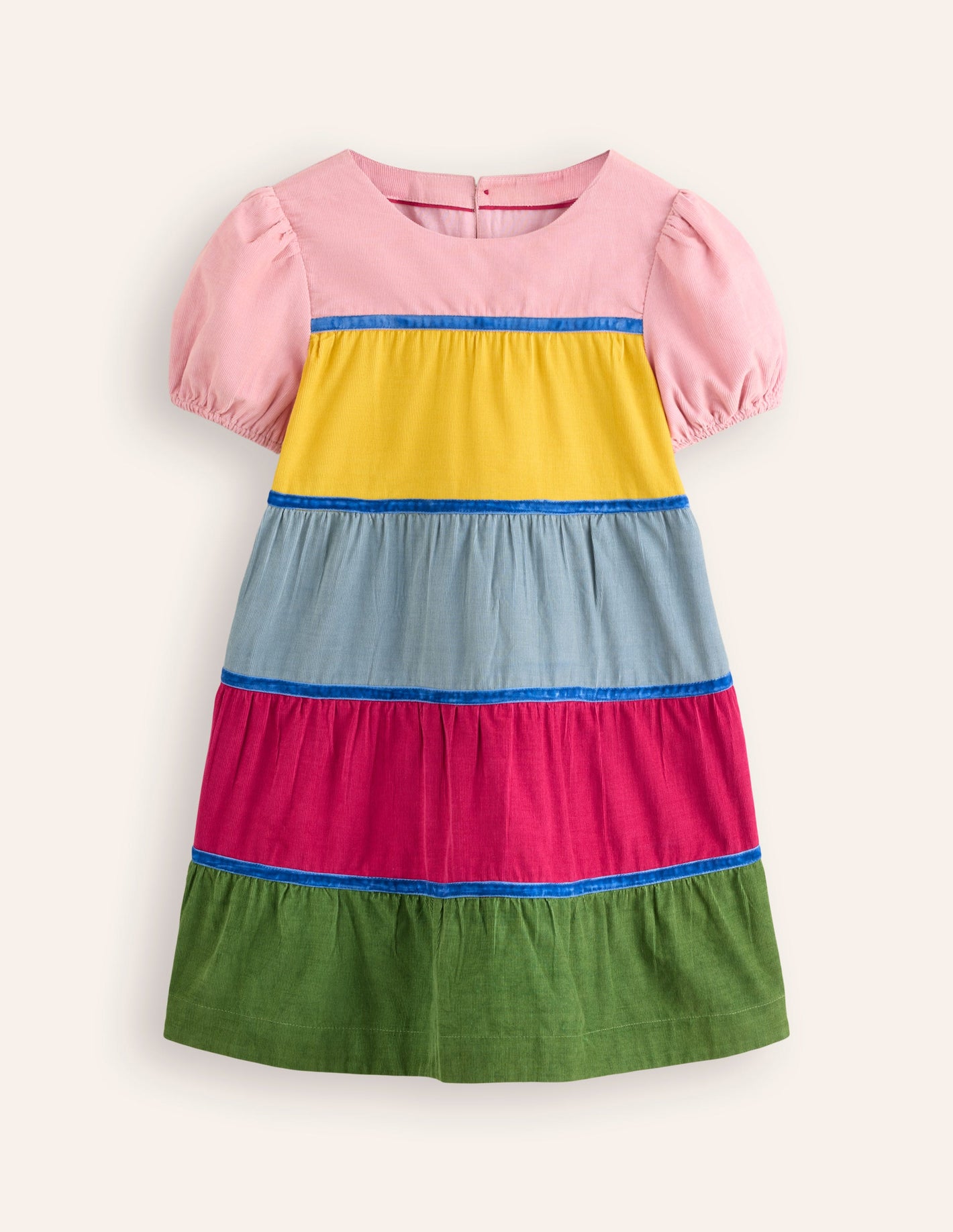 Cord Tiered Twirly Dress-Multi Rainbow