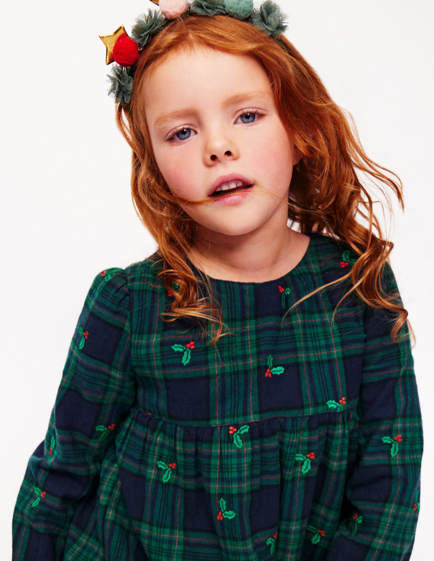 Betsy Tiered Twirly Dress-Blackwatch Check Holly