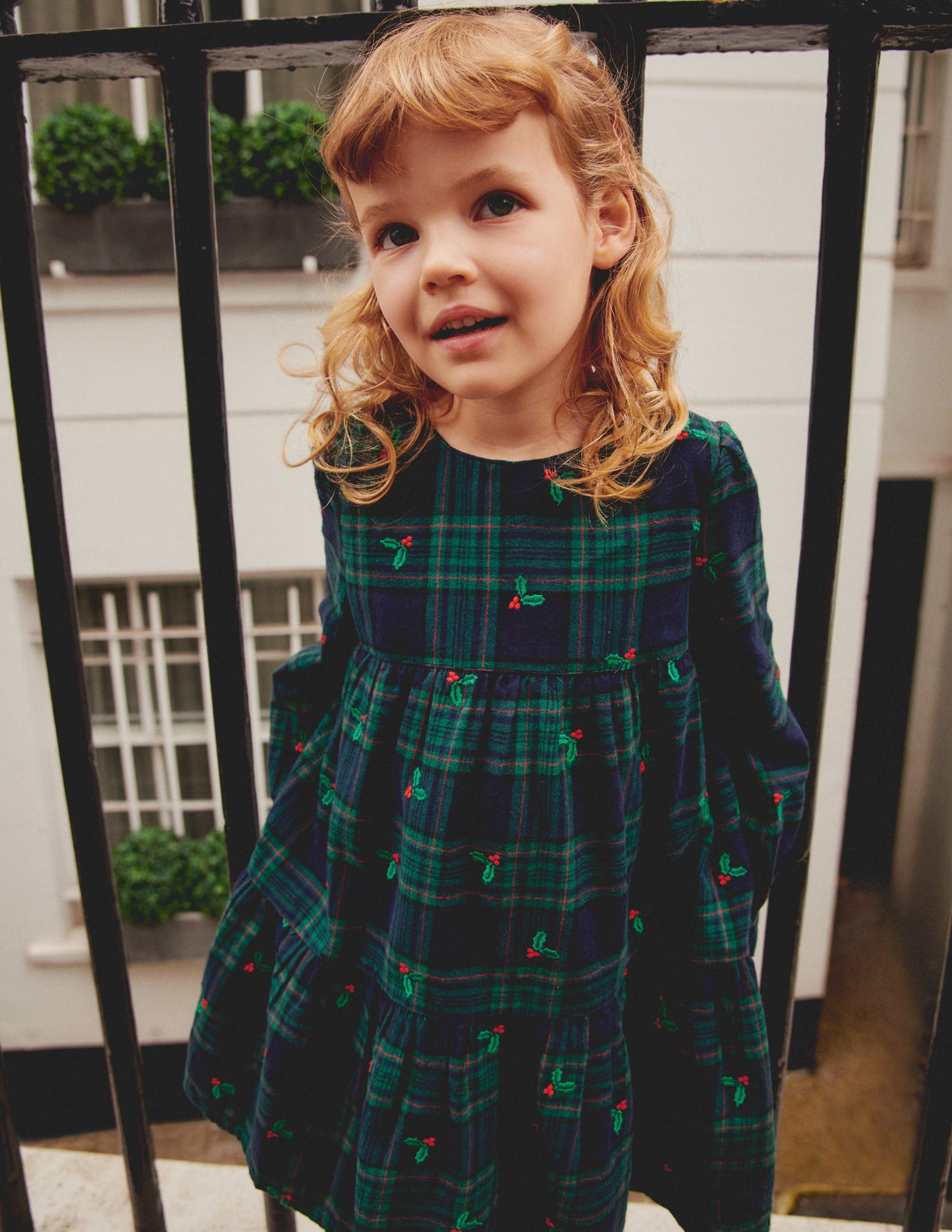 Betsy Tiered Twirly Dress-Blackwatch Check Holly