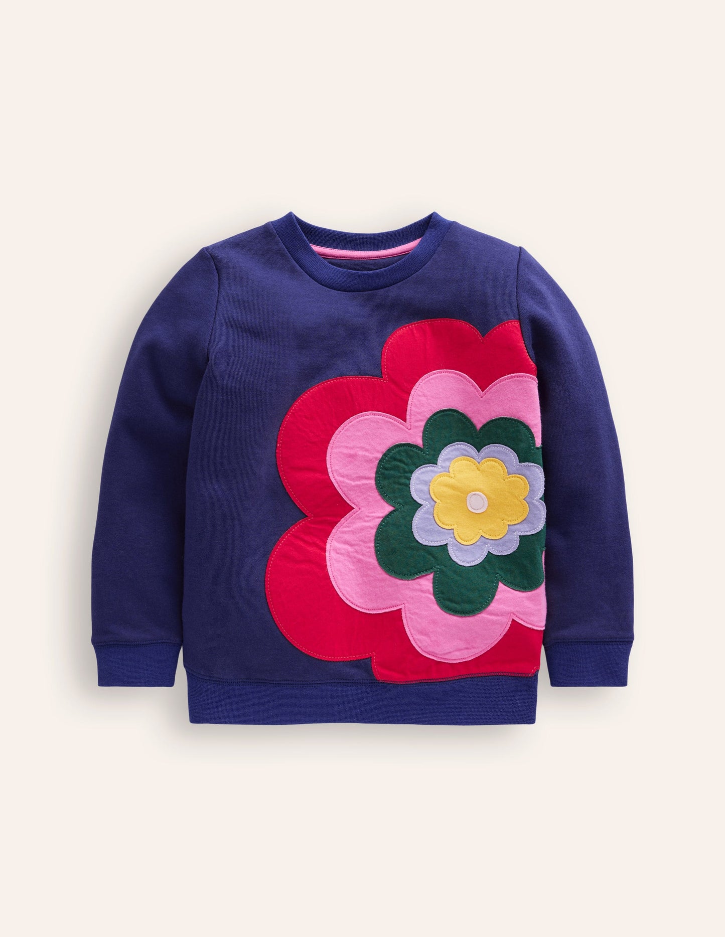 Appliqué Sweatshirt-Sapphire Blue Flower