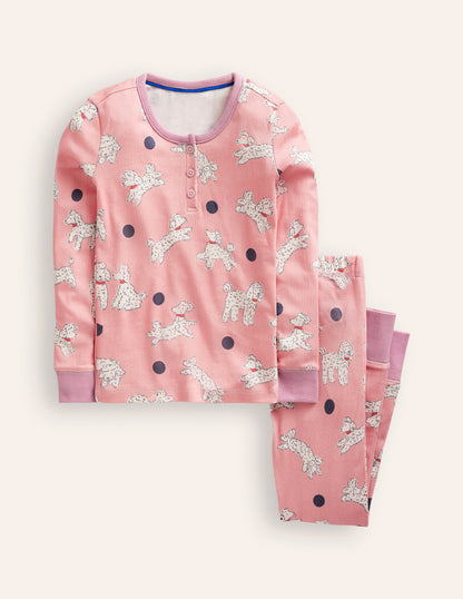 Snug Henley Pajamas-Pink Dalmatians