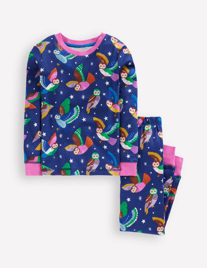 Snug Glow-In-The-Dark Pajamas-Starboard Blue Owls