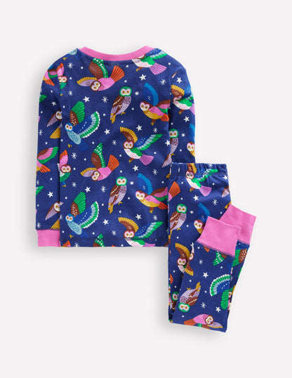 Snug Glow-In-The-Dark Pajamas-Starboard Blue Owls