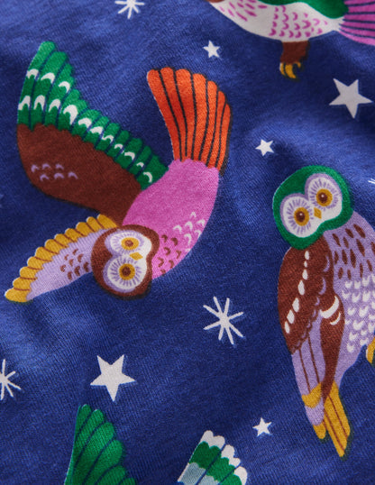 Snug Glow-In-The-Dark Pajamas-Starboard Blue Owls