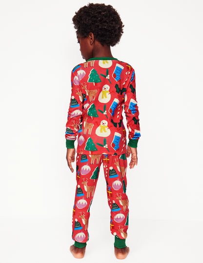 Twin Pack Snug Pajamas-Jam Red Christmas