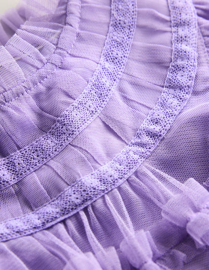 Winnie Tulle Tiered Dress-Misty Lavender