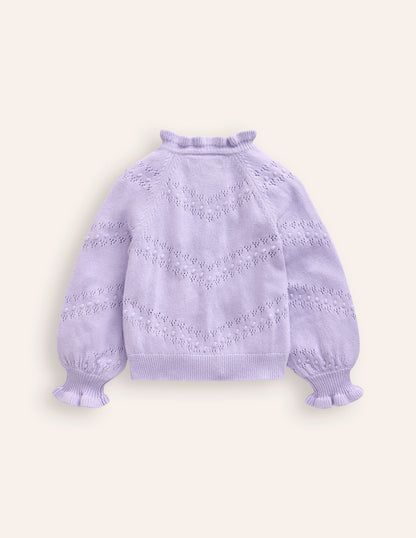 Faye Embroidered Cardigan-Misty Lavender