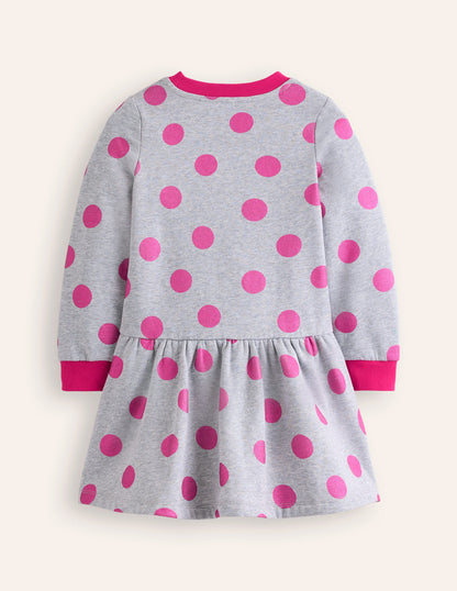 Cosy Printed Sweatshirt Dress-Chalk Pink Wild Rose