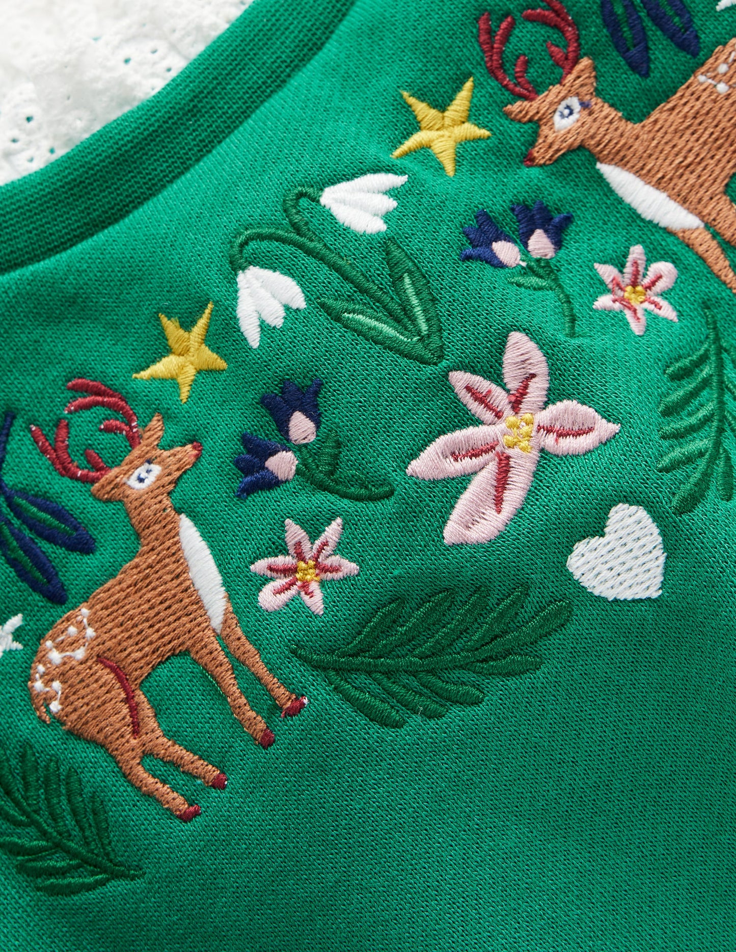 Embroidered Sweat-Jewel Green