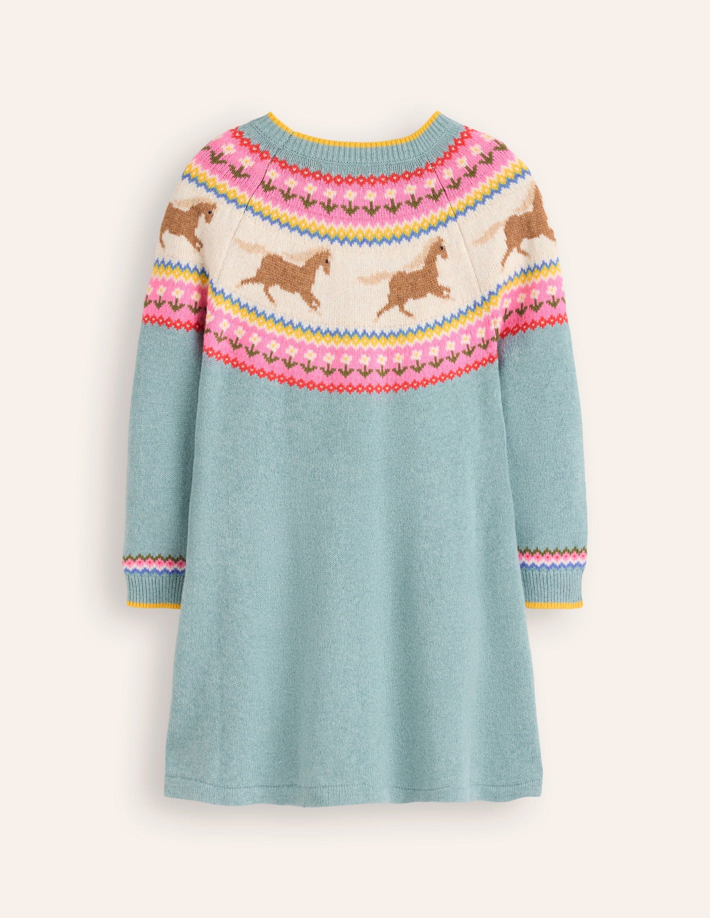 Minnie Fair Isle Jumper Dress-Seamist Marl Horses