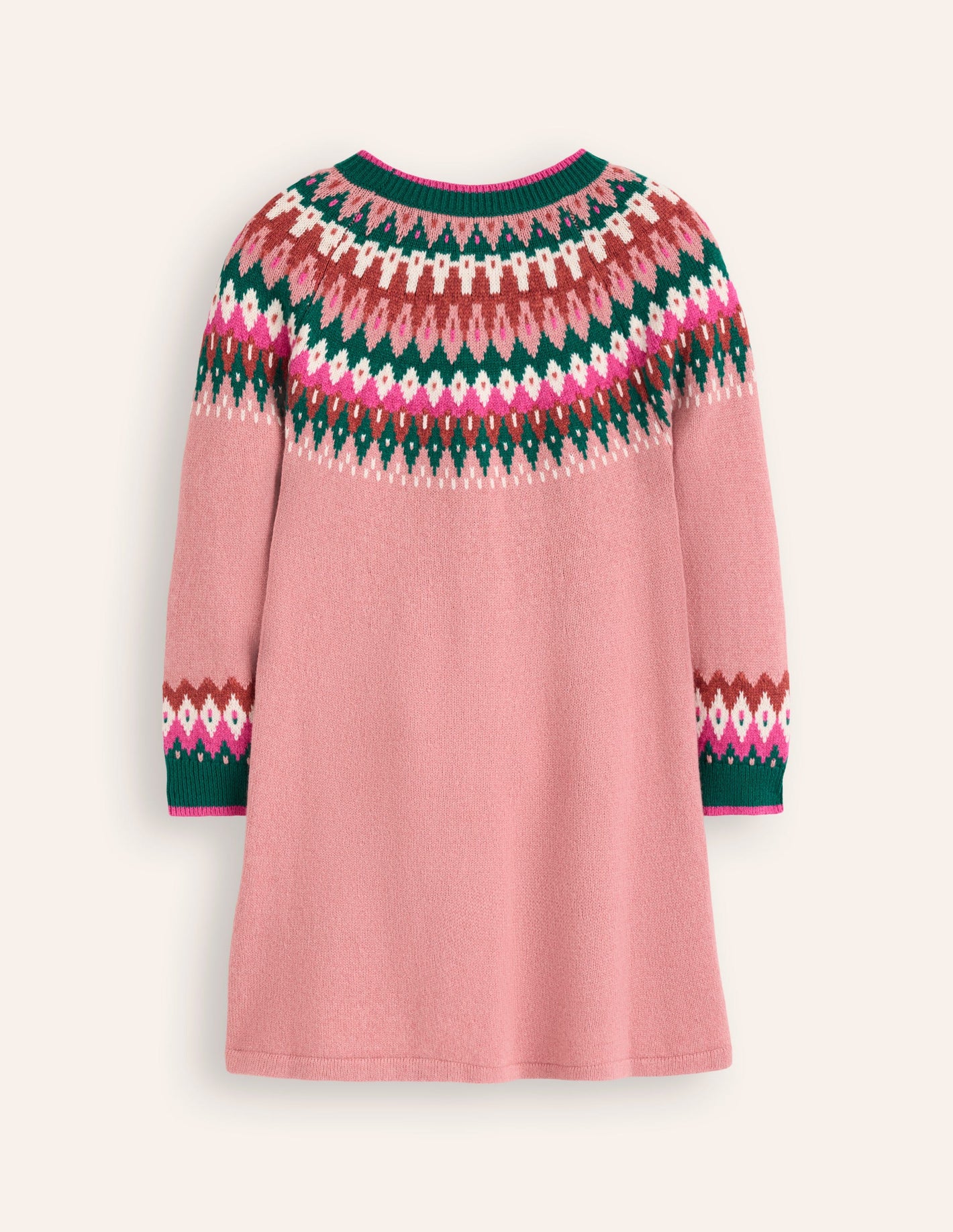 Minnie Fair Isle Jumper Dress-Vintage Pink Marl