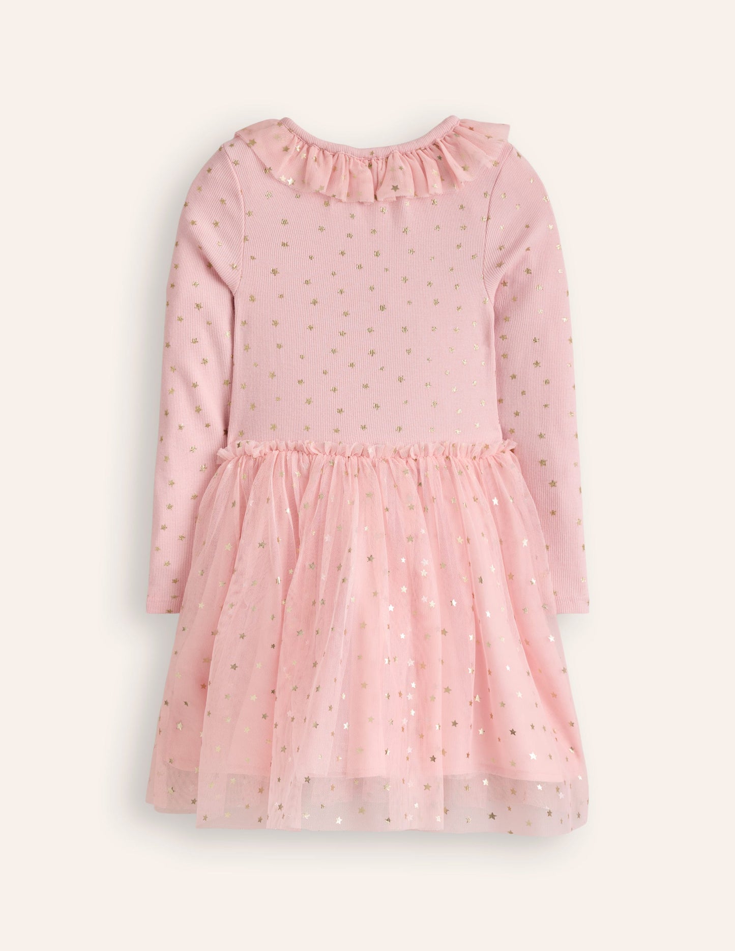 Rose Twirly Tulle Dress-Chalk Pink Multi Rainbow Stars