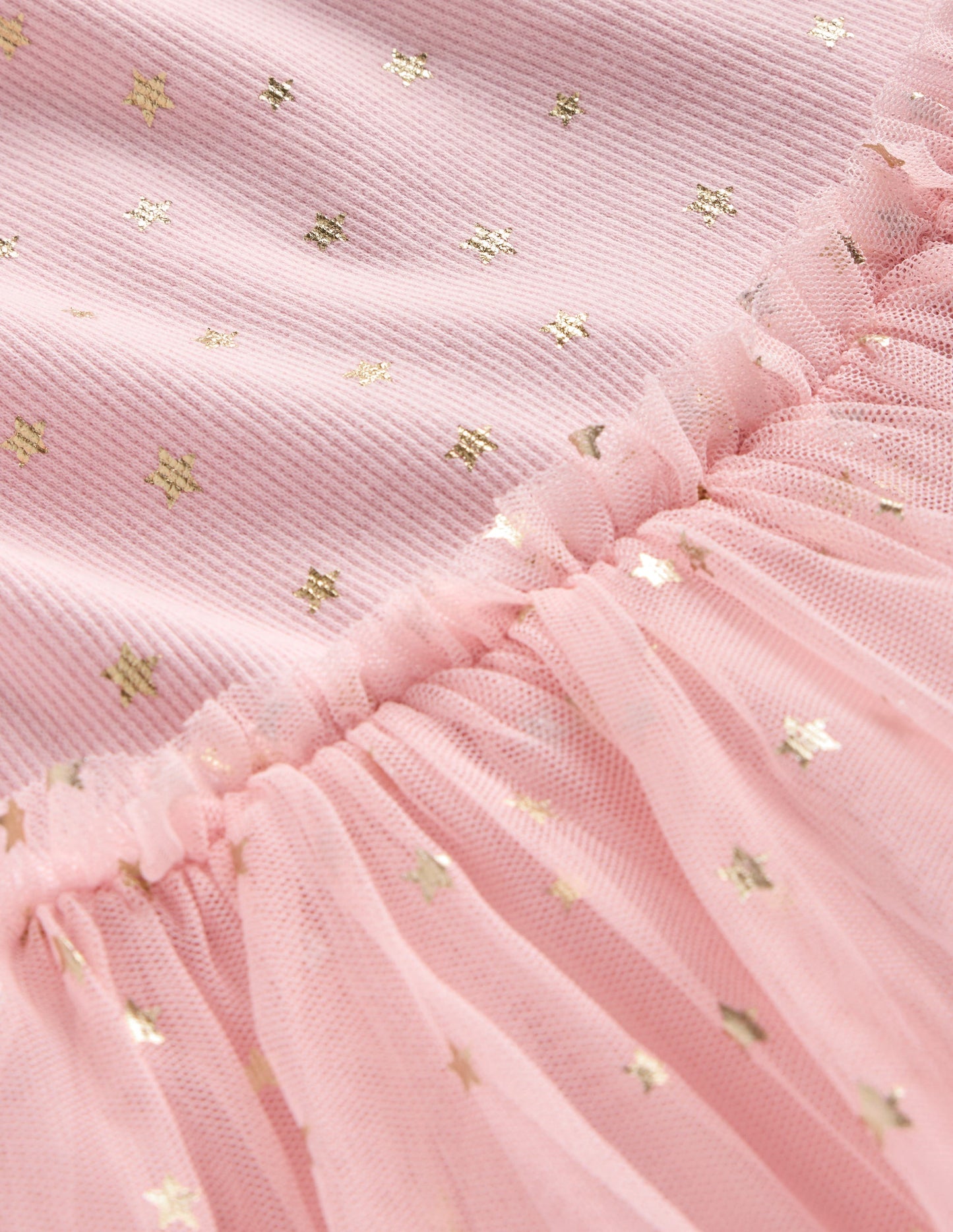 Rose Twirly Tulle Dress-Chalk Pink Multi Rainbow Stars