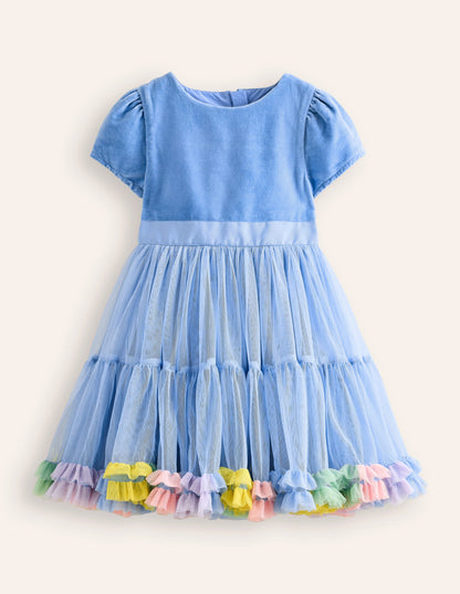 Beth Velvet Bodice Tulle Dress-Forget Me Not