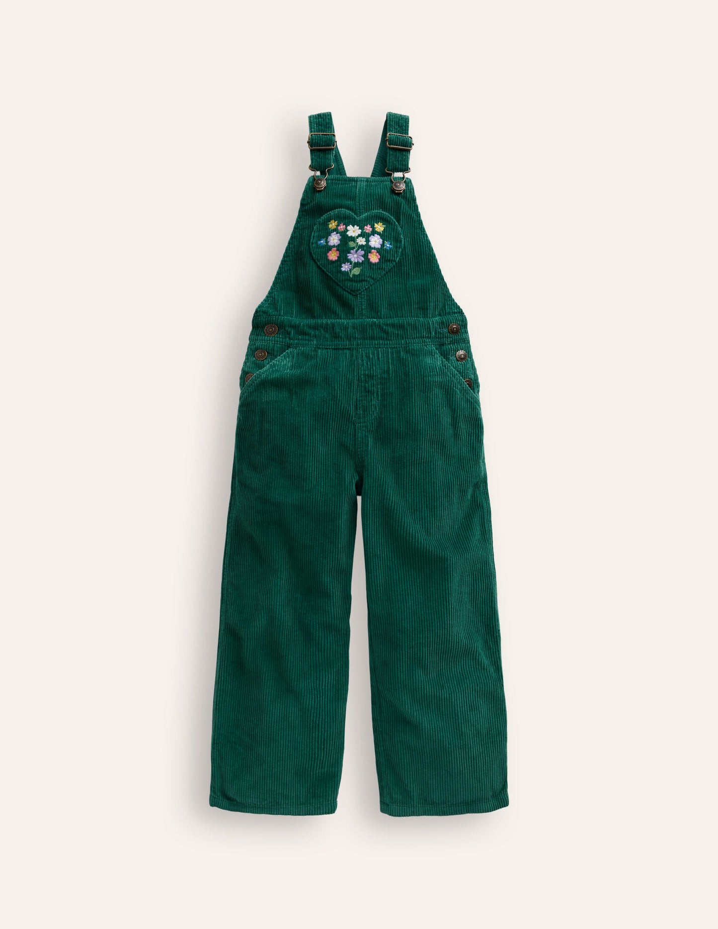 Straight Leg Dungaree-Jewel Green Heart