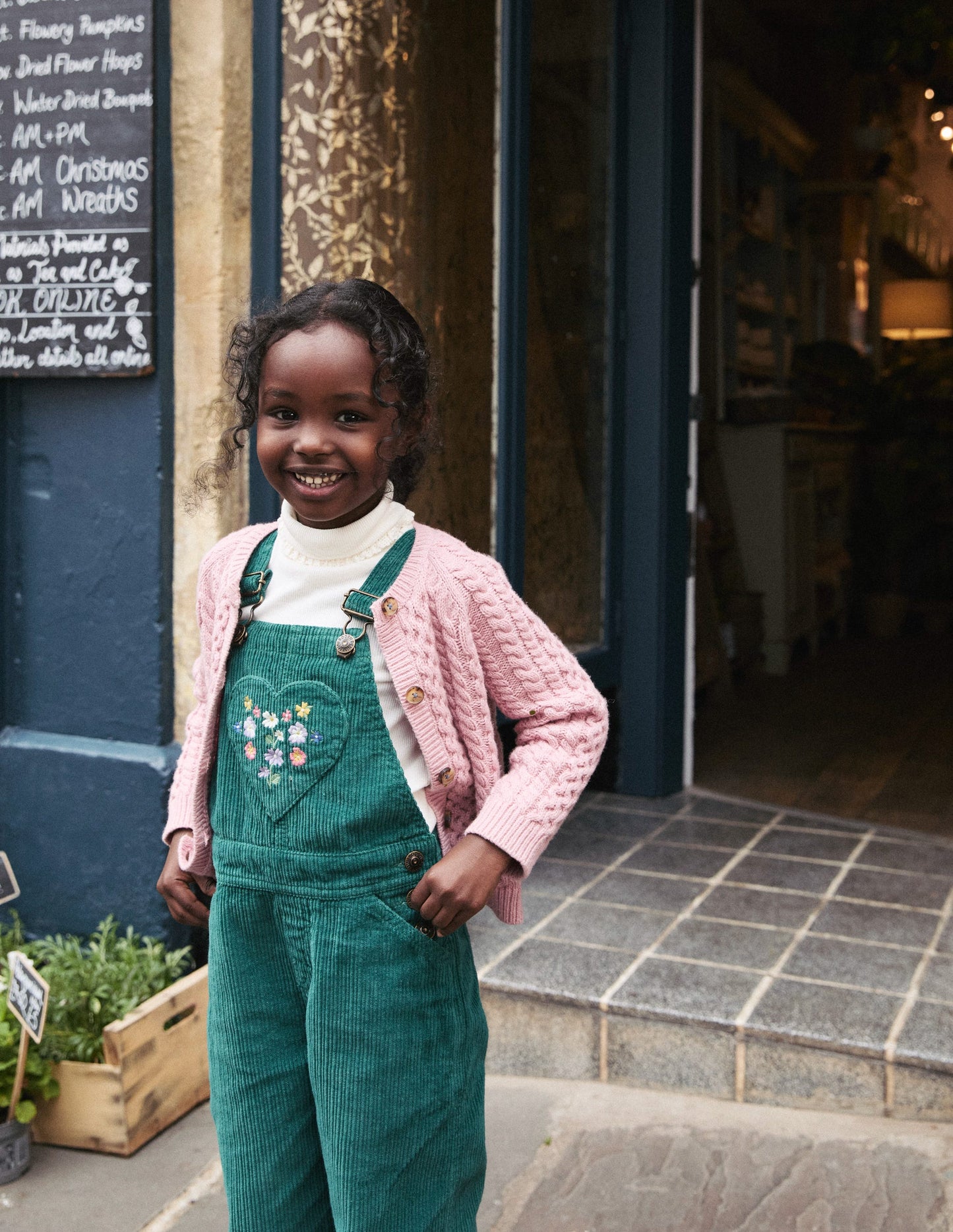 Straight Leg Dungaree-Jewel Green Heart