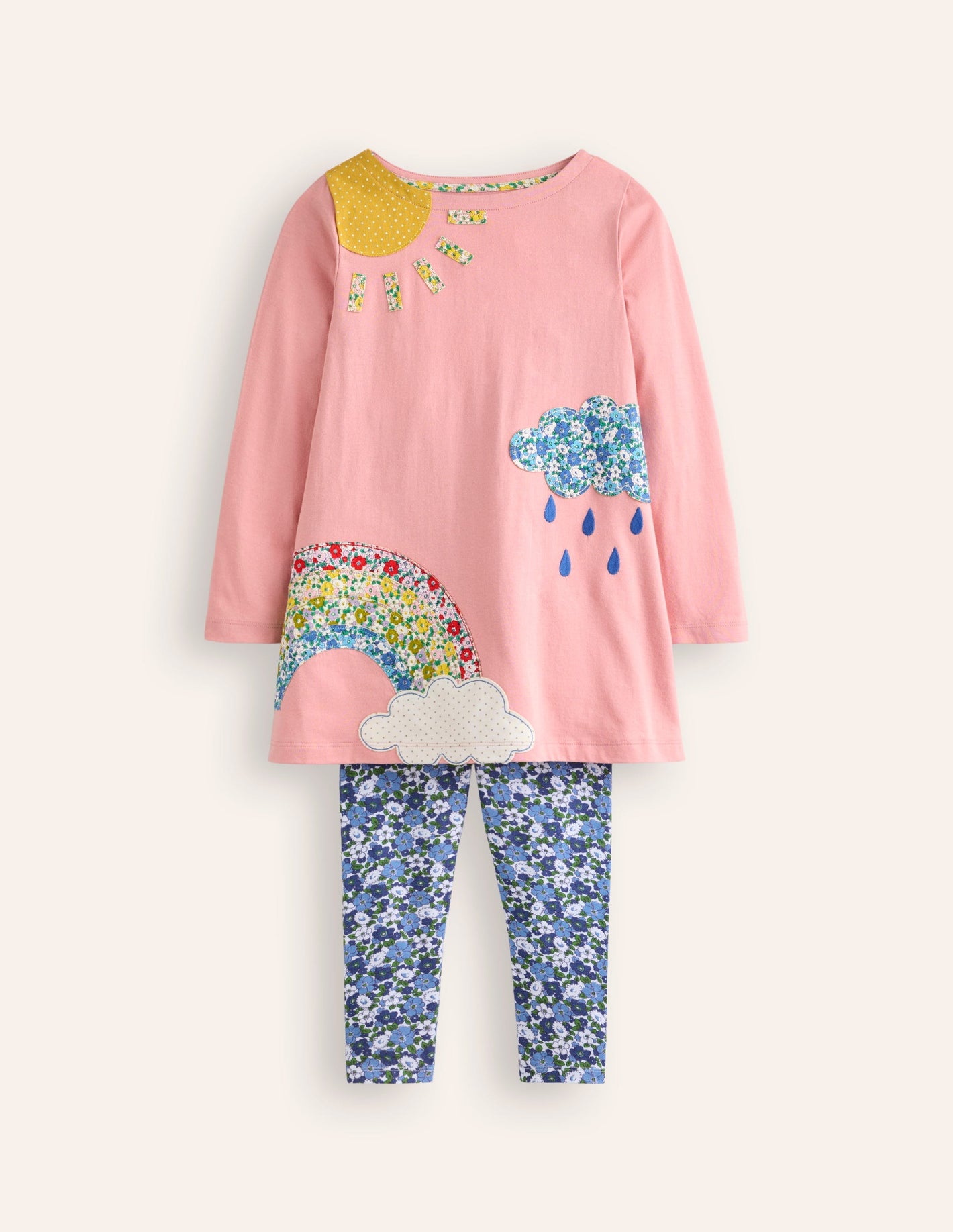 Appliqué Tunic and Legging Set-Vintage Pink Weather