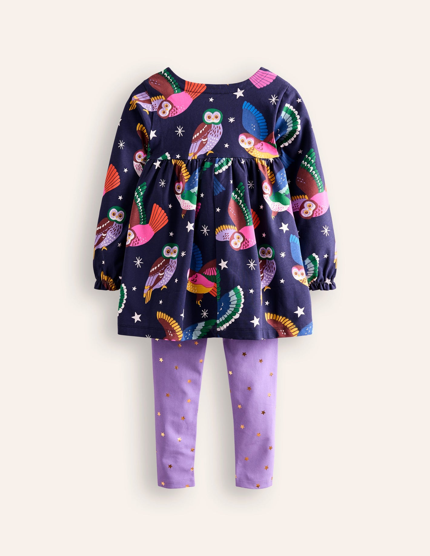 Print Tunic and Leggings Set-College Navy Owls