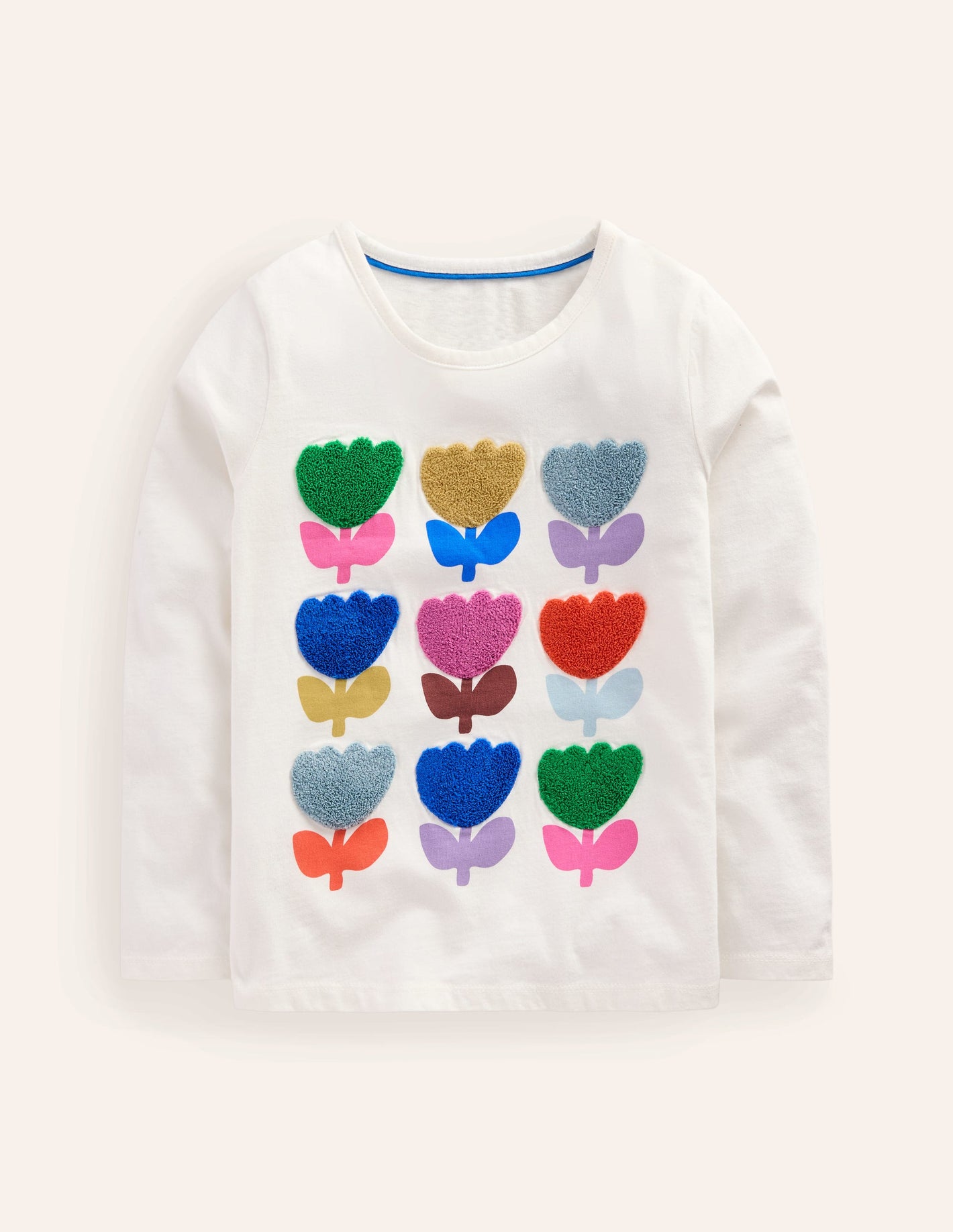 Printed Graphic T-Shirt-Ivory Tulips