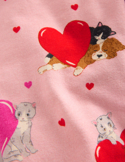 Fun Leggings-Chalk Pink Valentines Pets