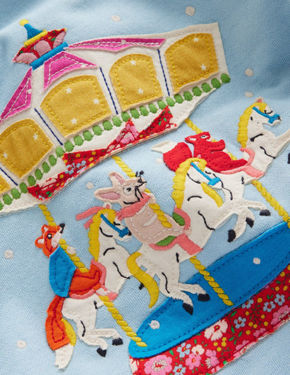 Appliqué Sweatshirt-Vintage Blue Carousel