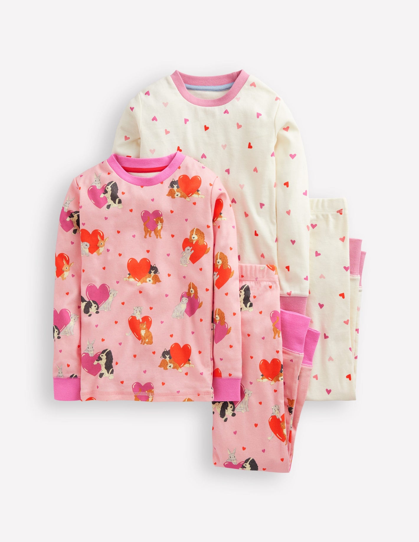 Twin Pack Snug Pajamas-Chalk Pink Valentines