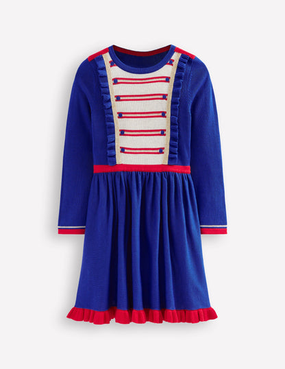 Nutcracker Knitted Dress-College Navy