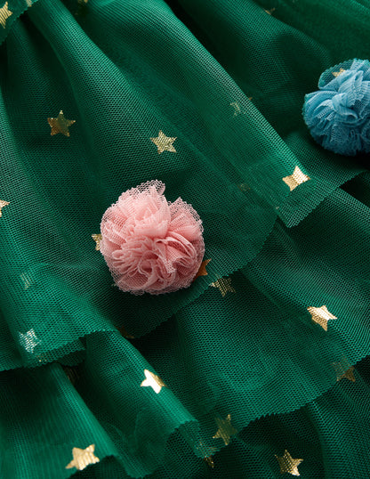 Maude Ruffle Tulle Dress-Jewel Green Christmas Tree