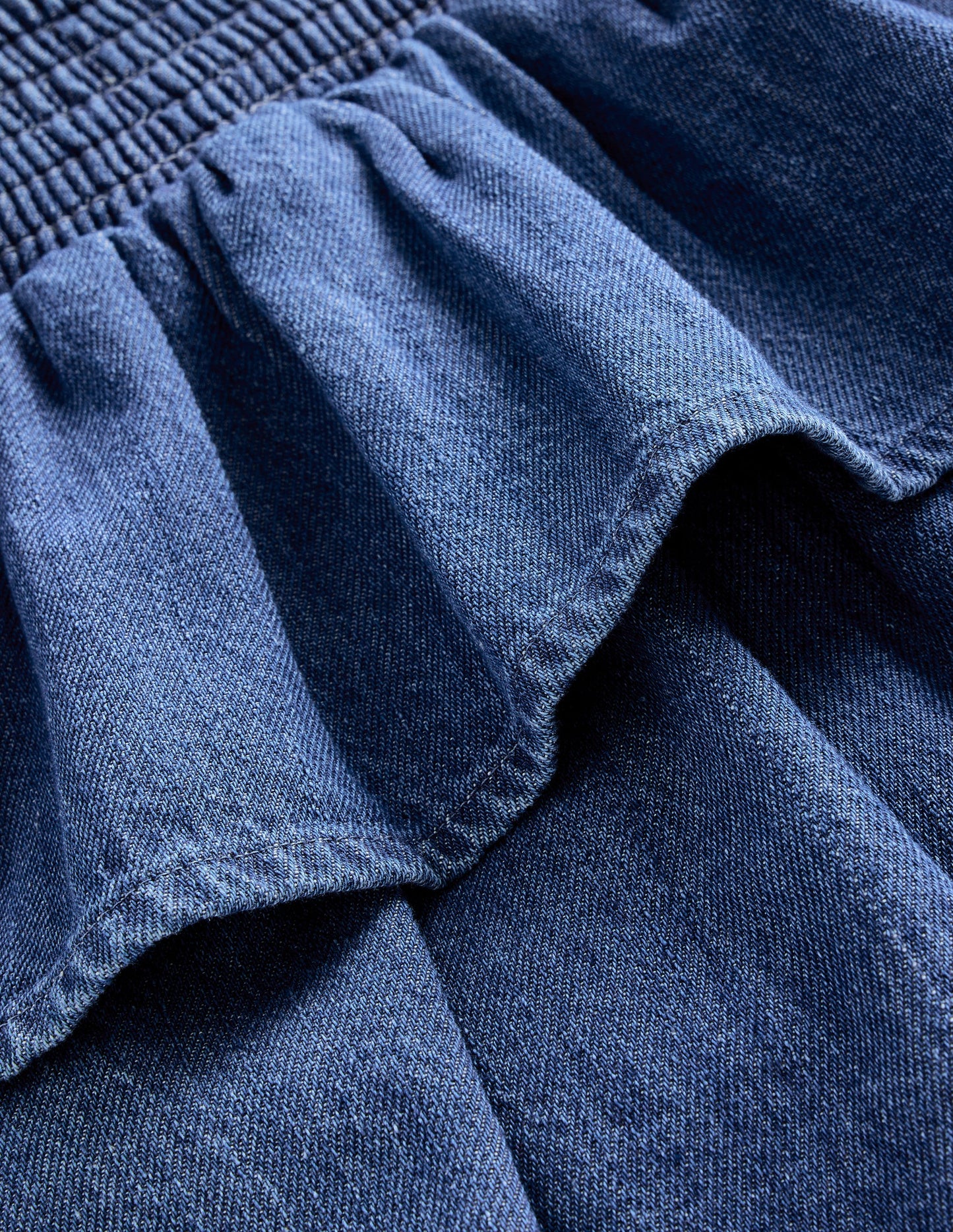 Tiered Woven Skirt-Chambray