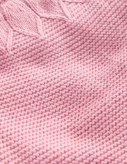 Pointelle Yoke Cardigan-Vintage Pink