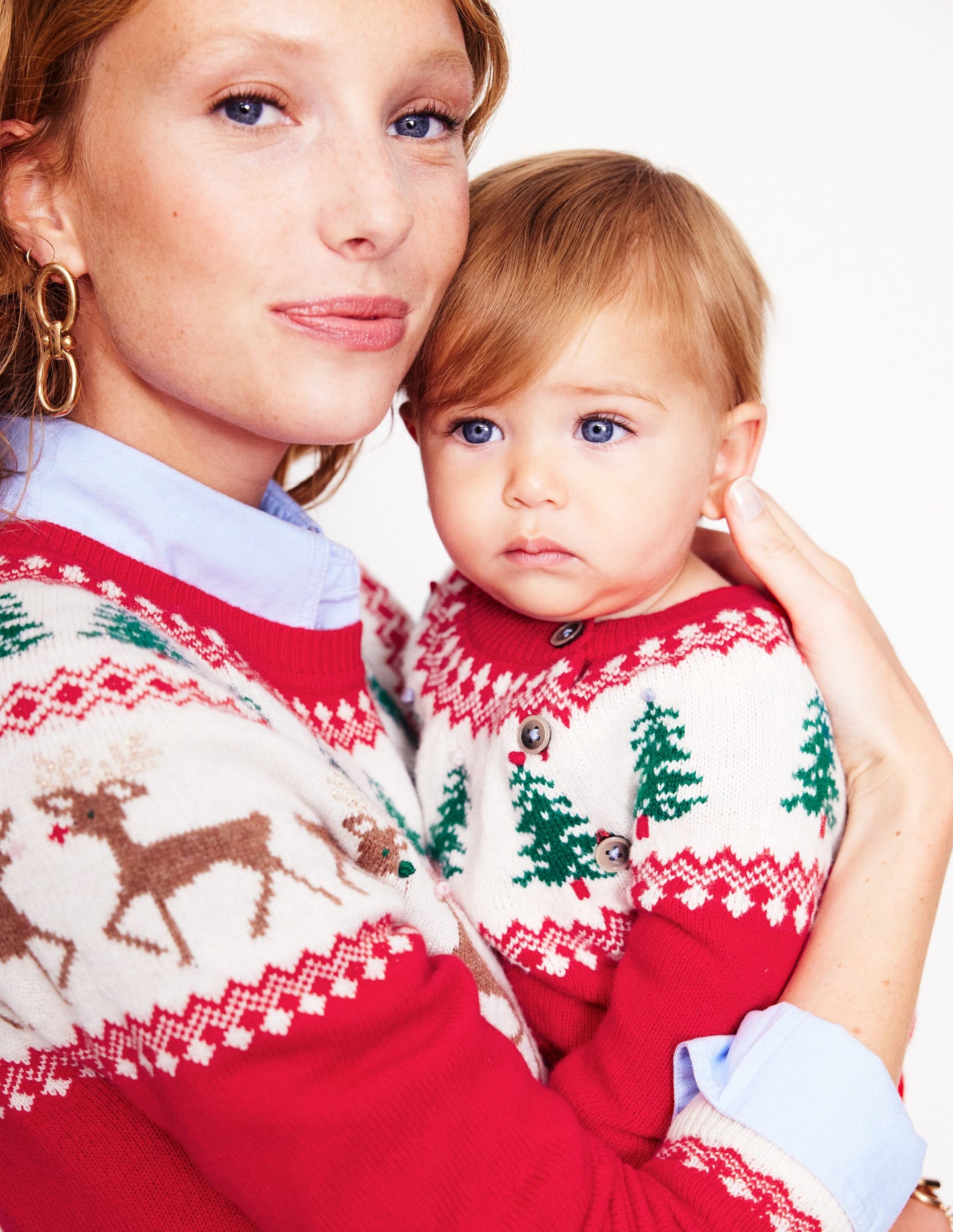 Fair Isle Sweater-Poppy Red Trees