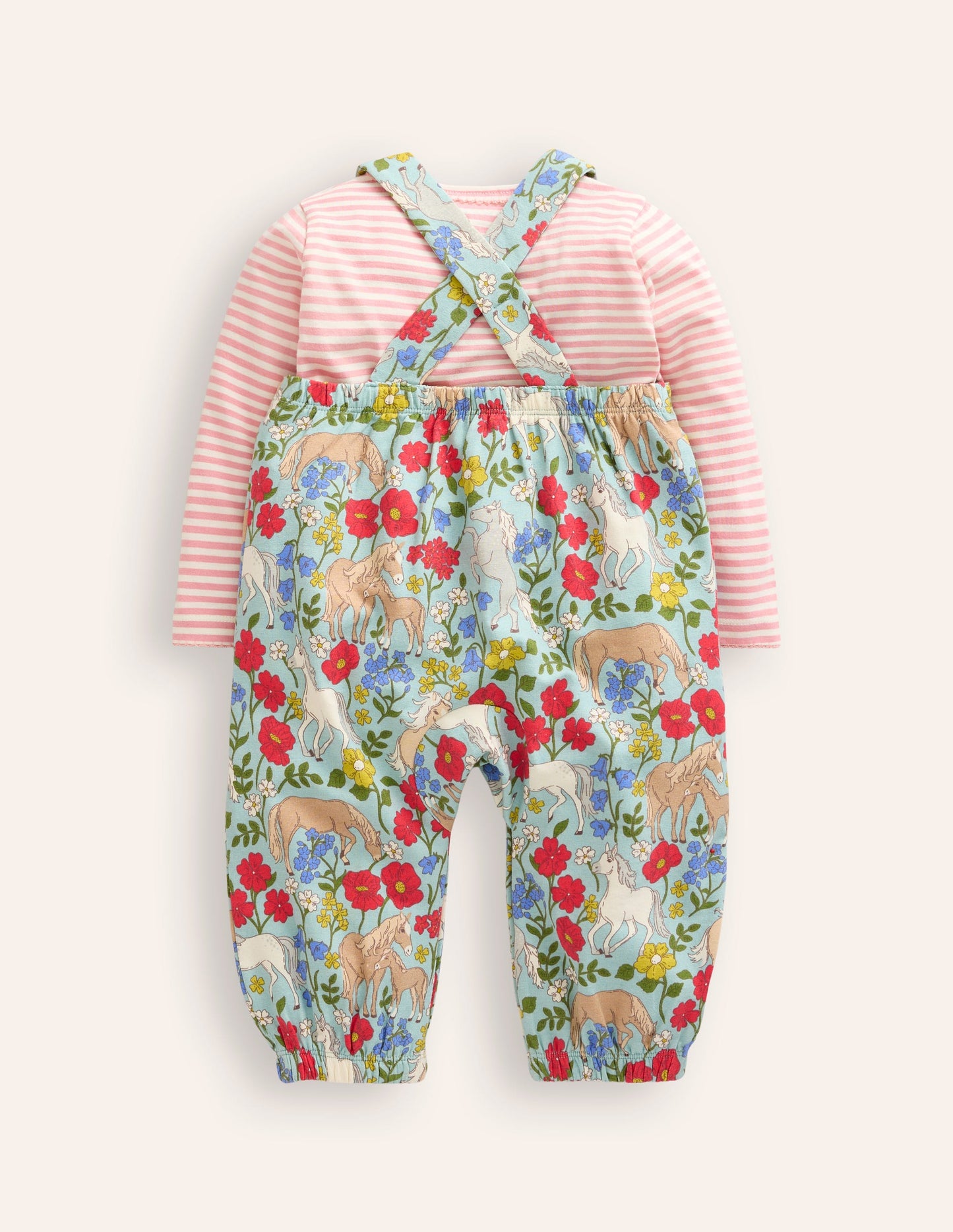 Jersey Dungaree Set-Multi Spaced Ditsy