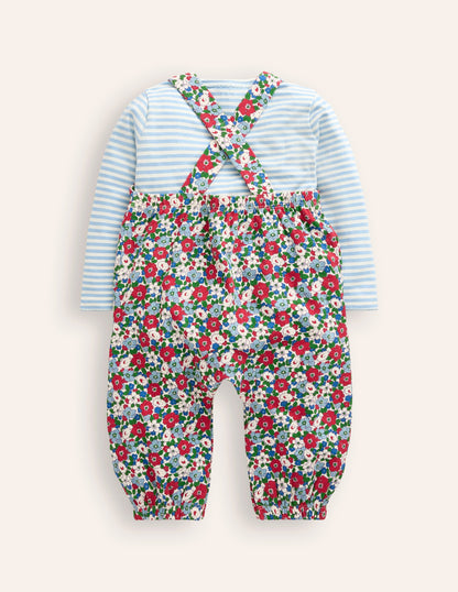 Jersey Dungaree Set-Glacier Blue Floral