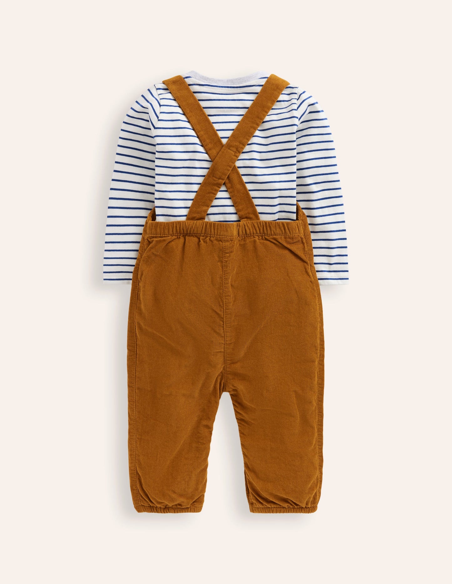 Cord Novelty Dungaree Set-Butterscotch Brown Fox