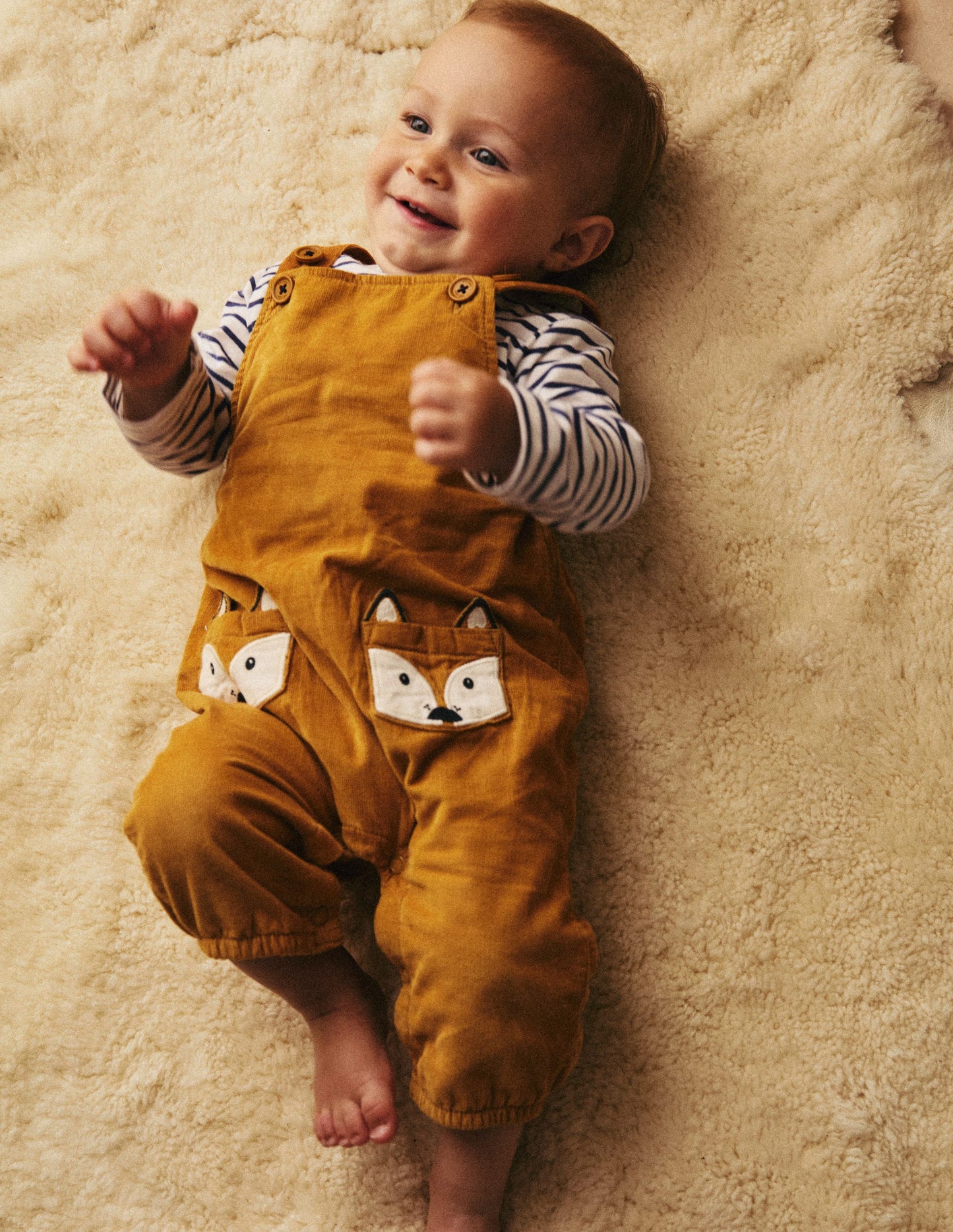 Cord Novelty Dungaree Set-Butterscotch Brown Fox