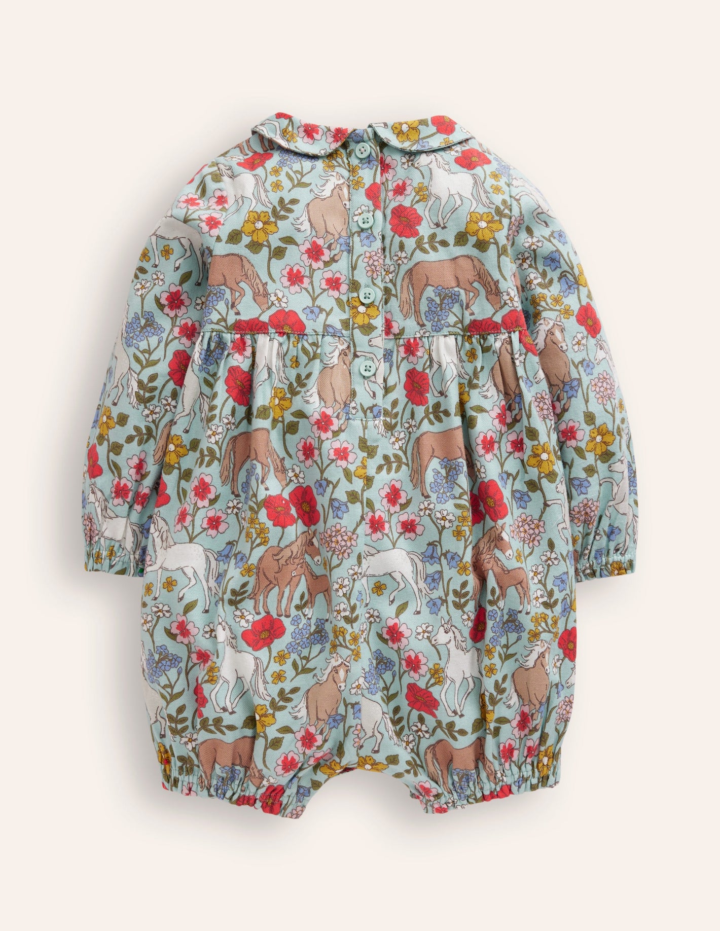 Smocked Romper-Blue Pony Floral