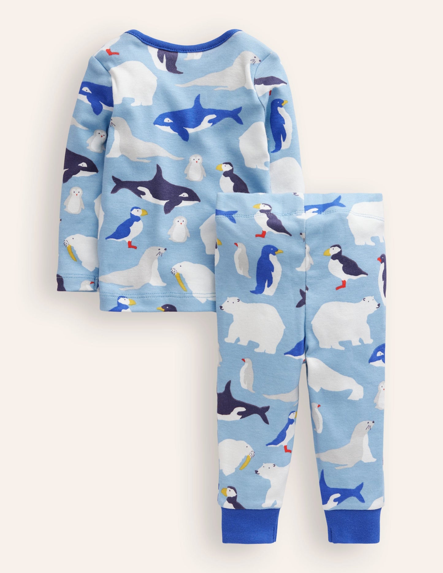 Snug Long John Pajamas-Glacier Blue Arctic Animals