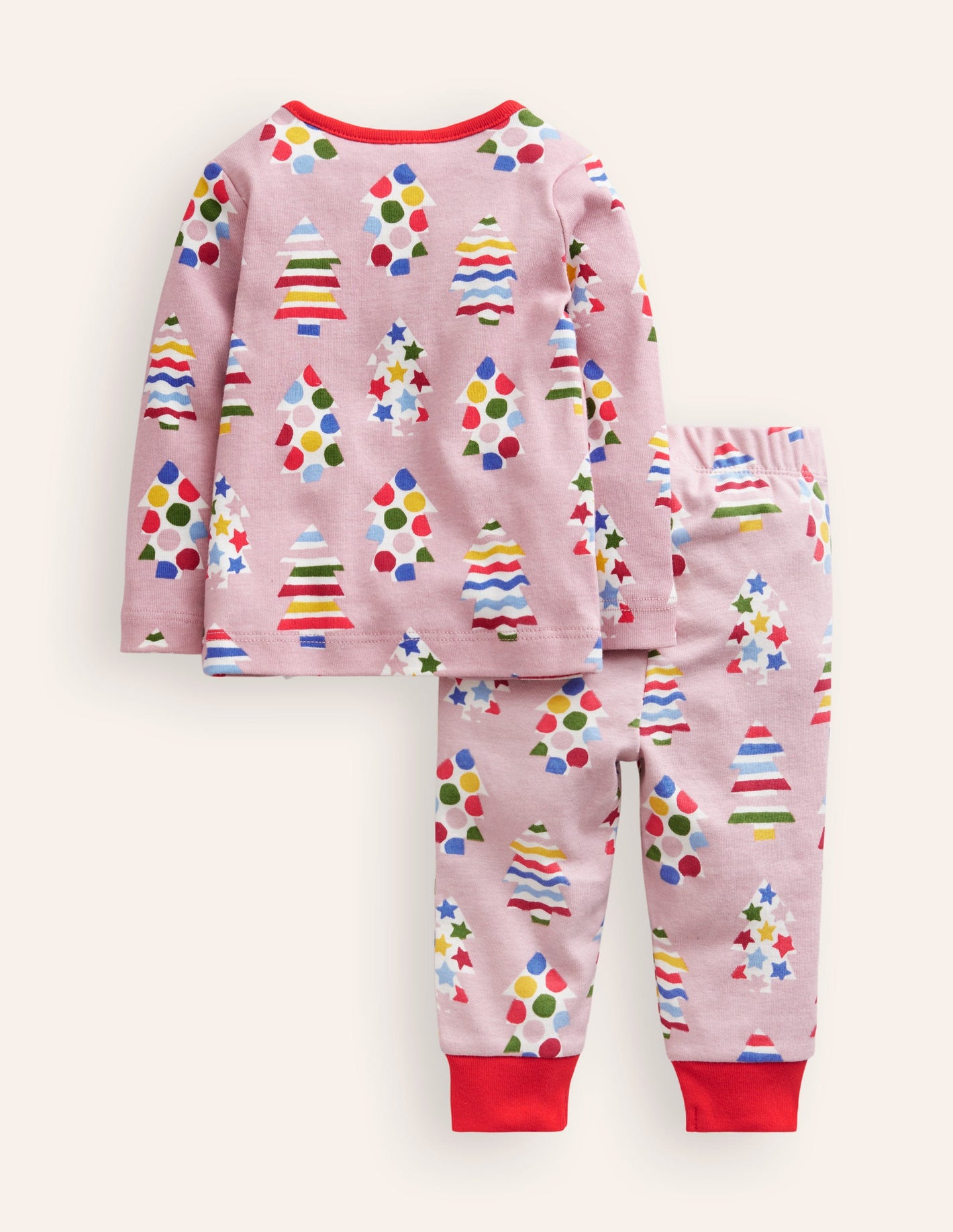 Snug Long John Pajamas-Vintage Pink Trees