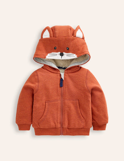 Shaggy lined Hoody-Terracotta Fox