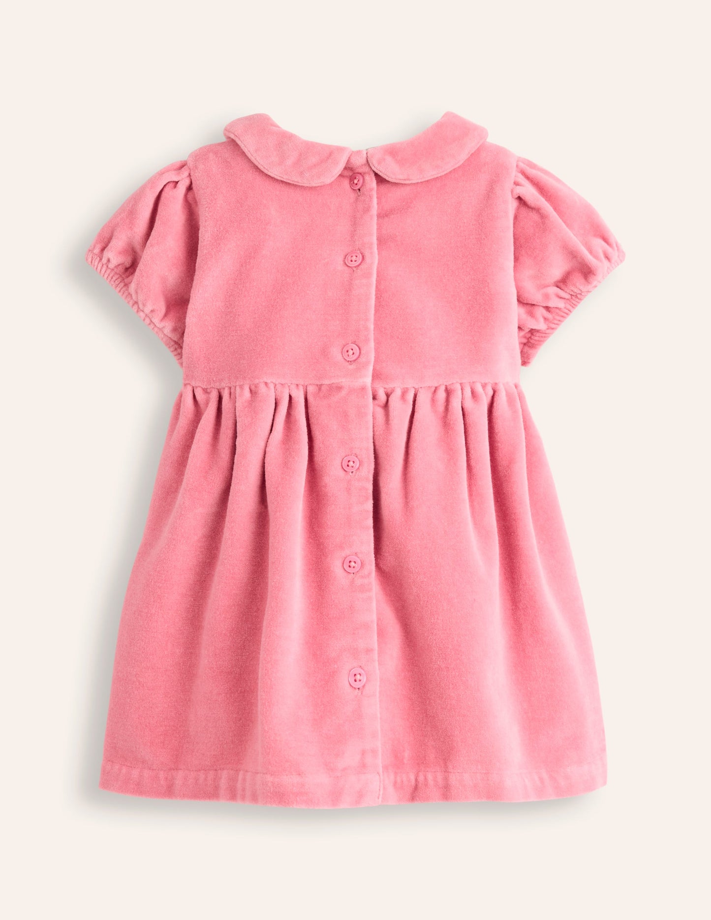 Velvet Smocked Dress-Almond Pink