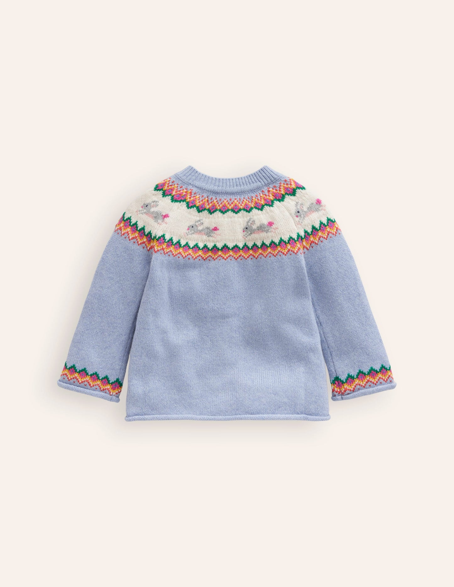 Edie Fair Isle Cardigan-Sky Blue Bunnies