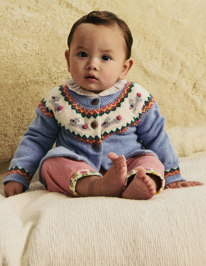 Edie Fair Isle Cardigan-Sky Blue Bunnies