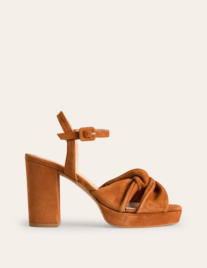 Twist Front Platform Sandals-Ginger Snap Suede