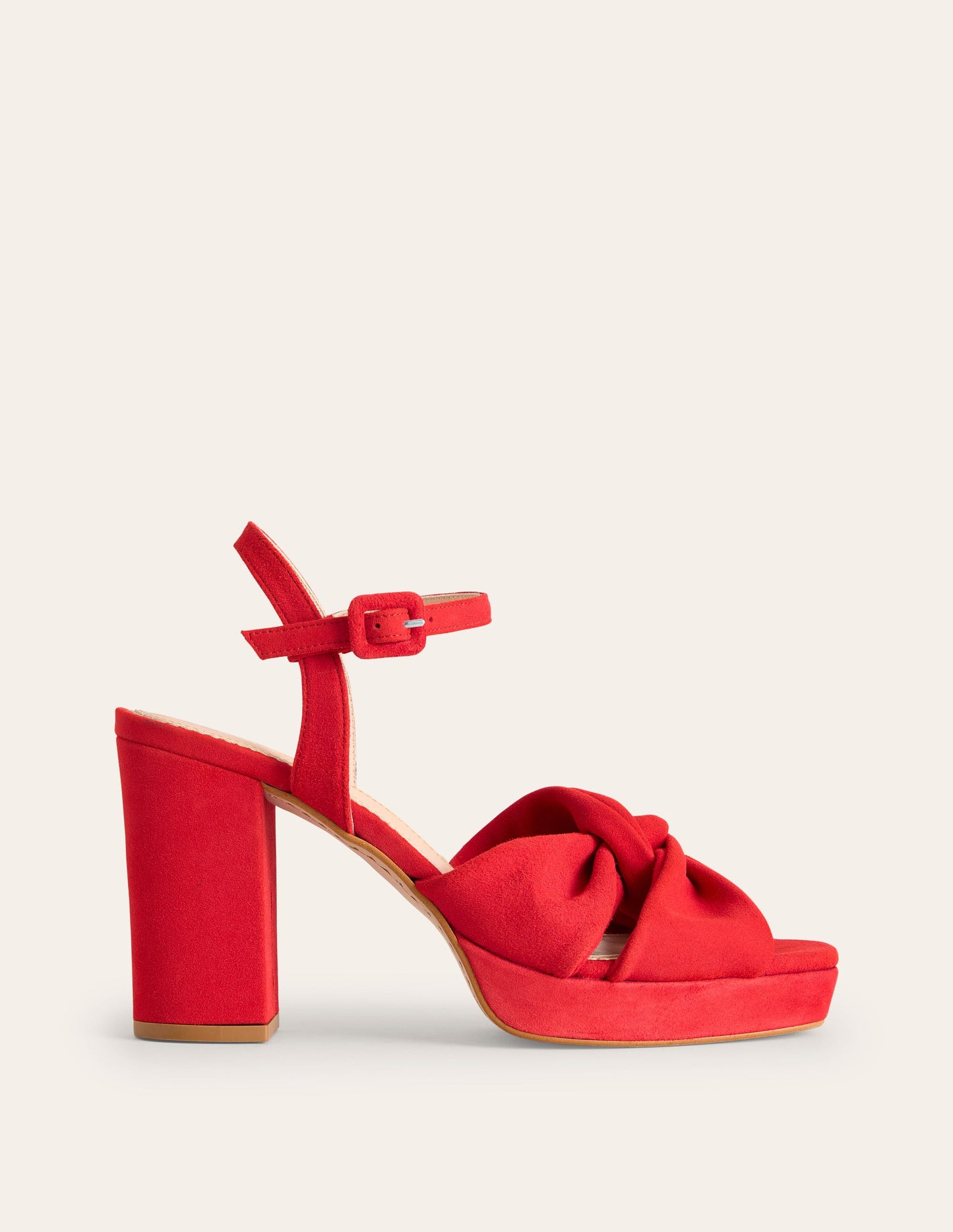 Twist Front Platform Sandals-Red Suede