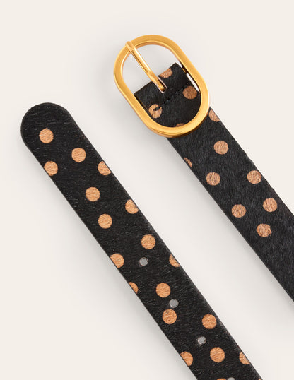 Classic Leather Belt-Black and Camel Spot