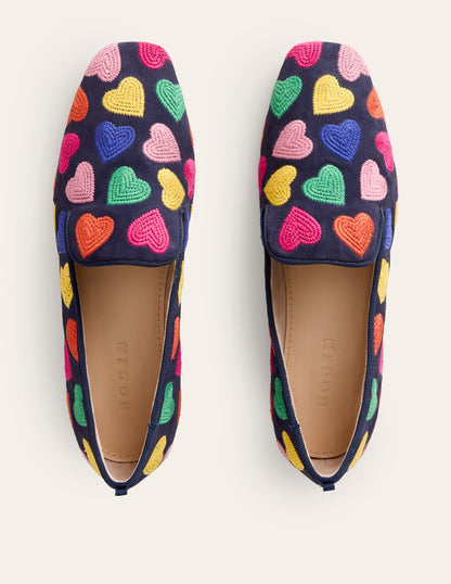 Slipper Cut Loafer-Multi Navy Hearts