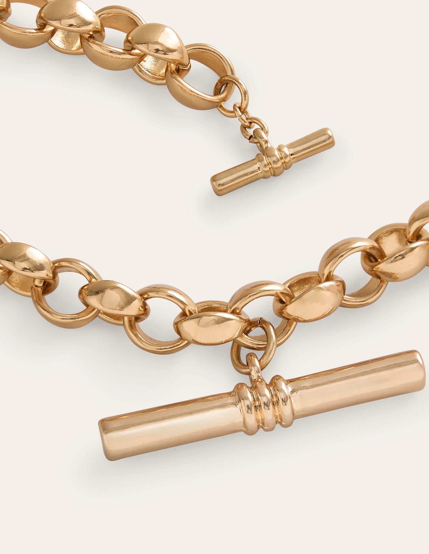 Chunky T-bar Chain Necklace-Gold