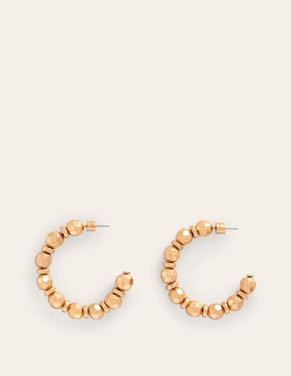 Ball Hoop Earrings-Gold