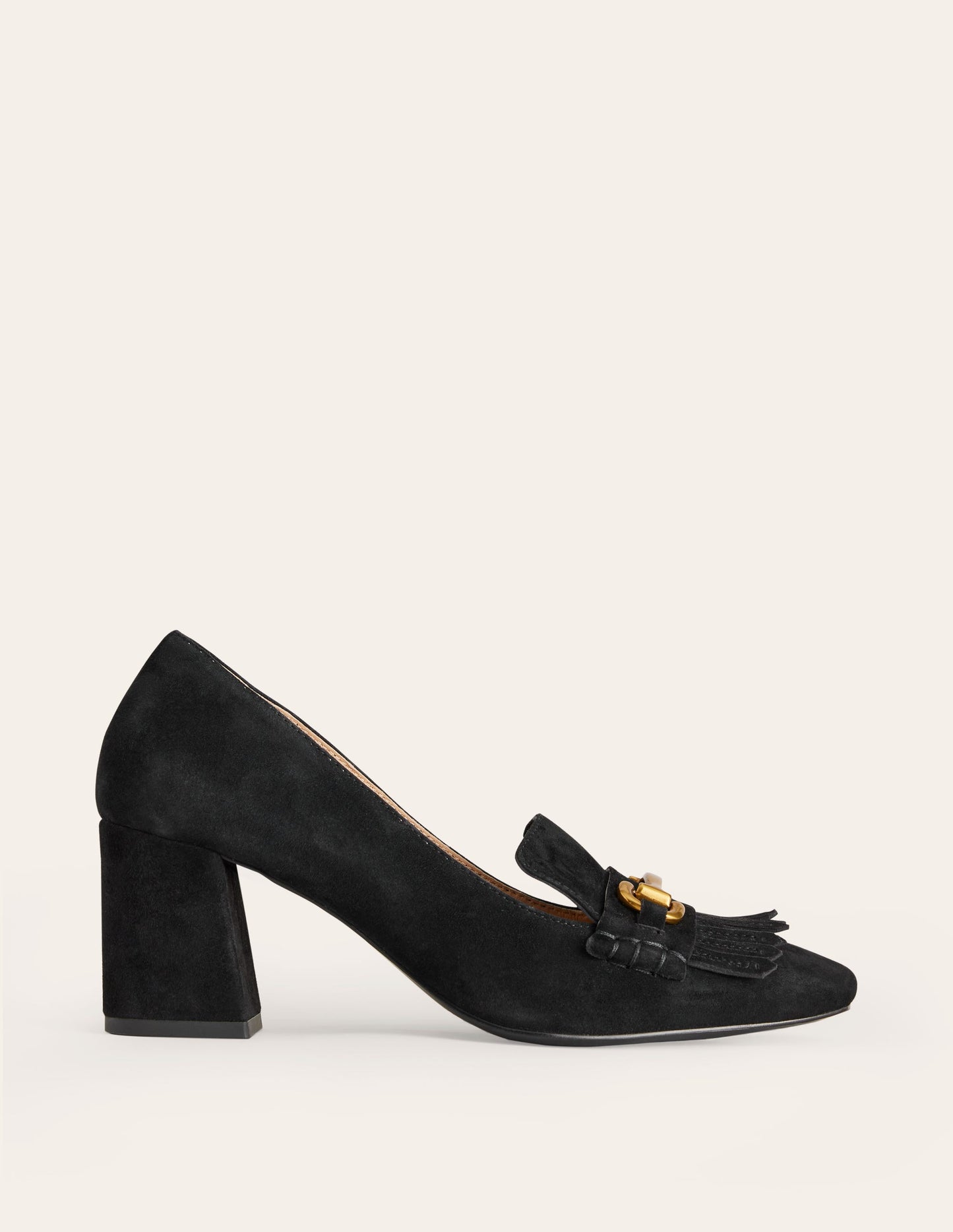 Iris Ghillie Heeled Loafers-Black Suede